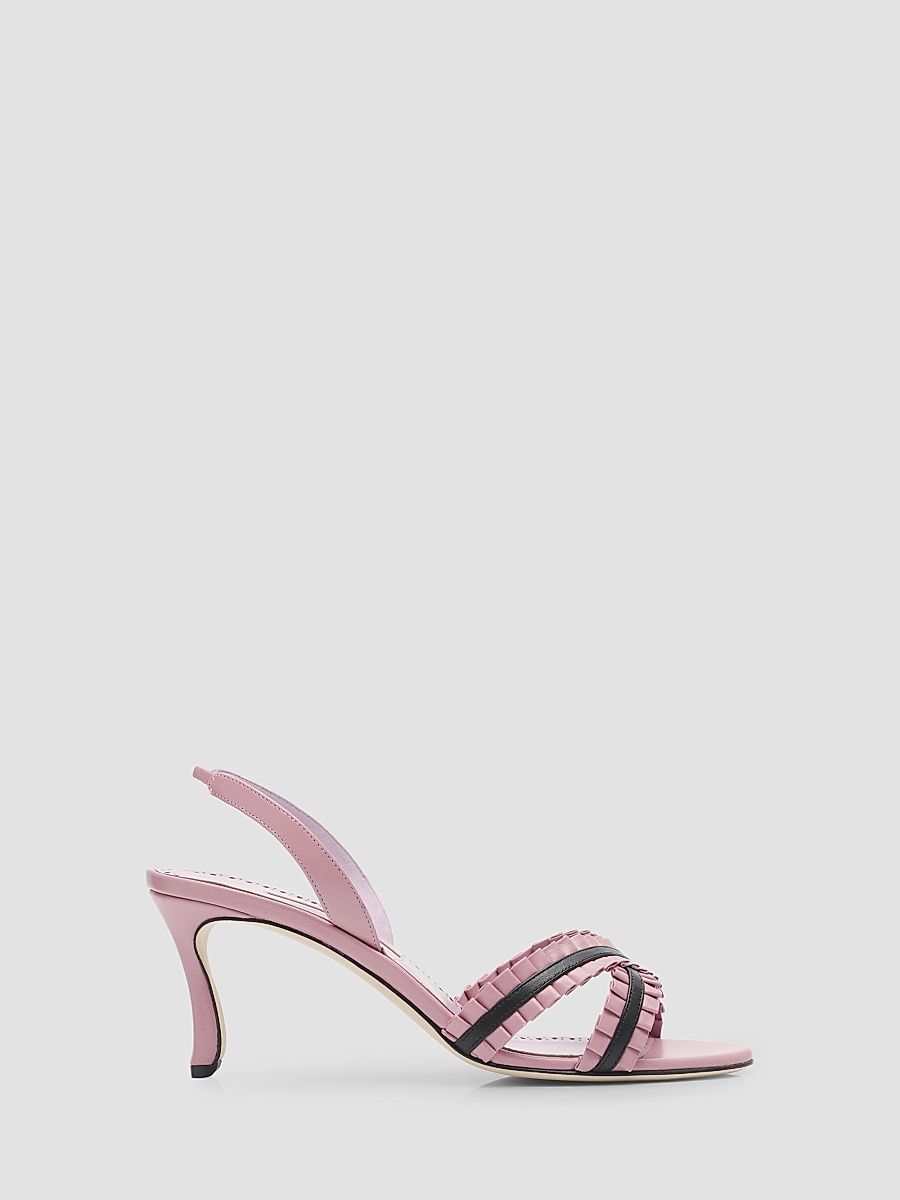 Women's Volusan 70MM Leather Slanted-Heel Sandals - Dark Pink - Size 9
