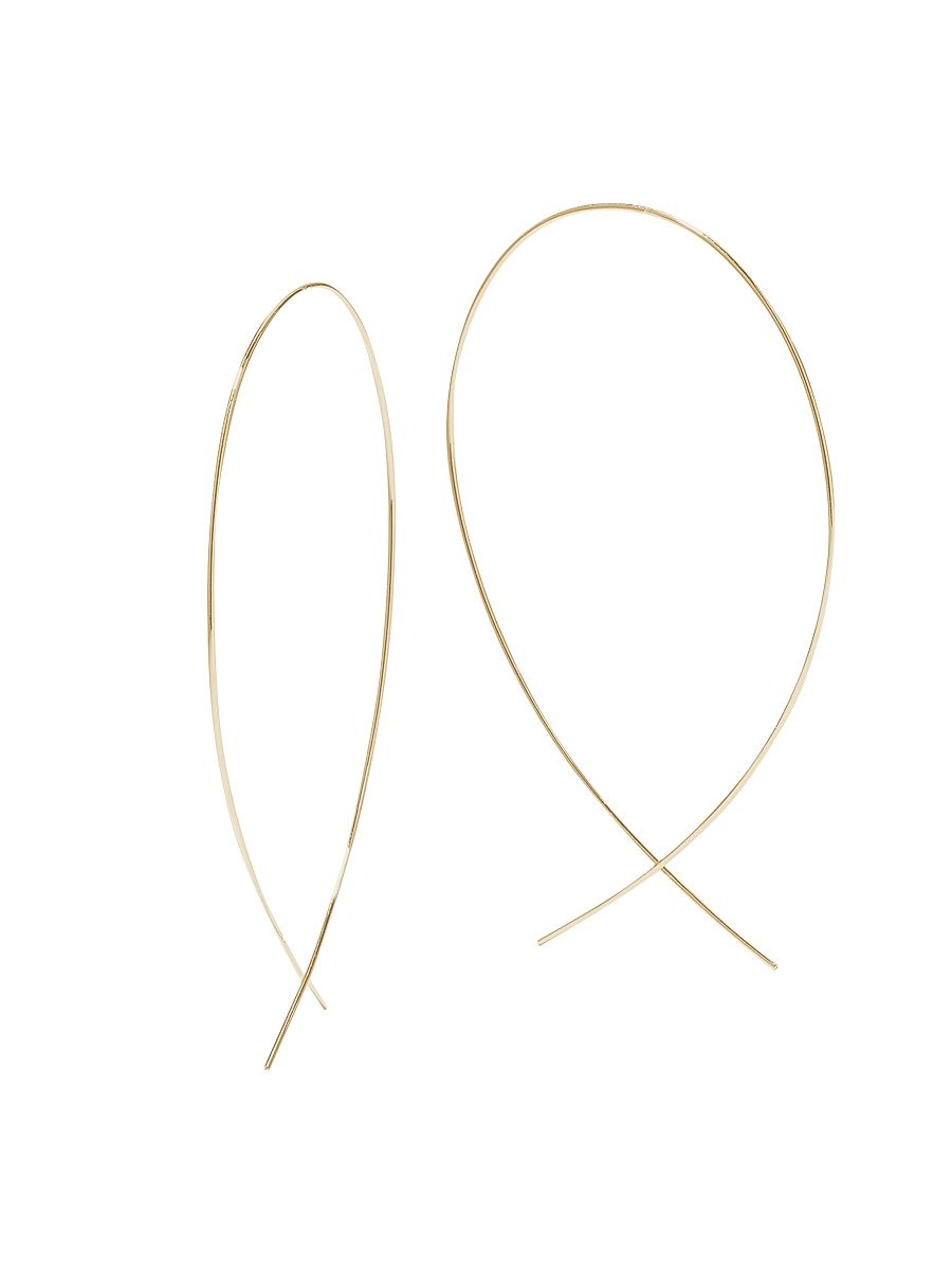 Women's 14K Yellow Gold Large Upside-Down Wire Hoop Earrings
