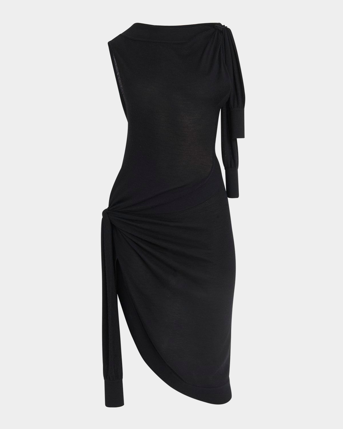 Knotted Sleeveless Silk-Cotton Knit Midi Dress