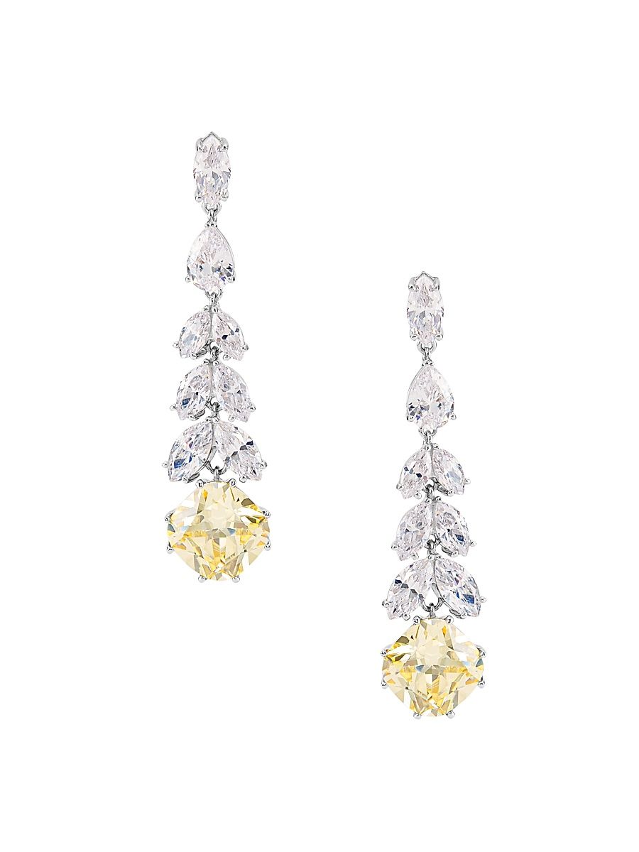 Women's Saffron Sterling Silver & Cubic Zirconia Drop Earrings - Rhodium