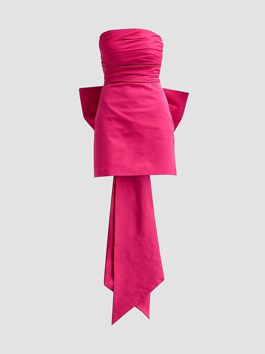 Women's Zelie Strapless Bow Faille Mini Dress - Royal Fuchsia - Size Large