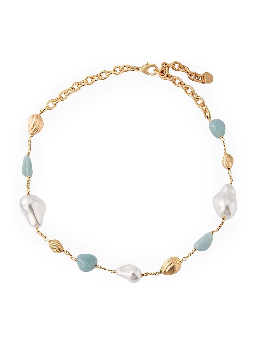 Women's Verona Goldtone, Imitation Pearl & Resin Choker - Blue