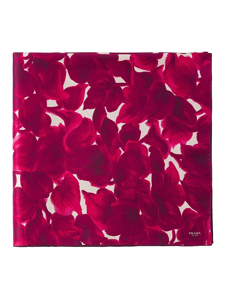 Women's Printed Silk Shantung 90CM Square Scarf - Purple