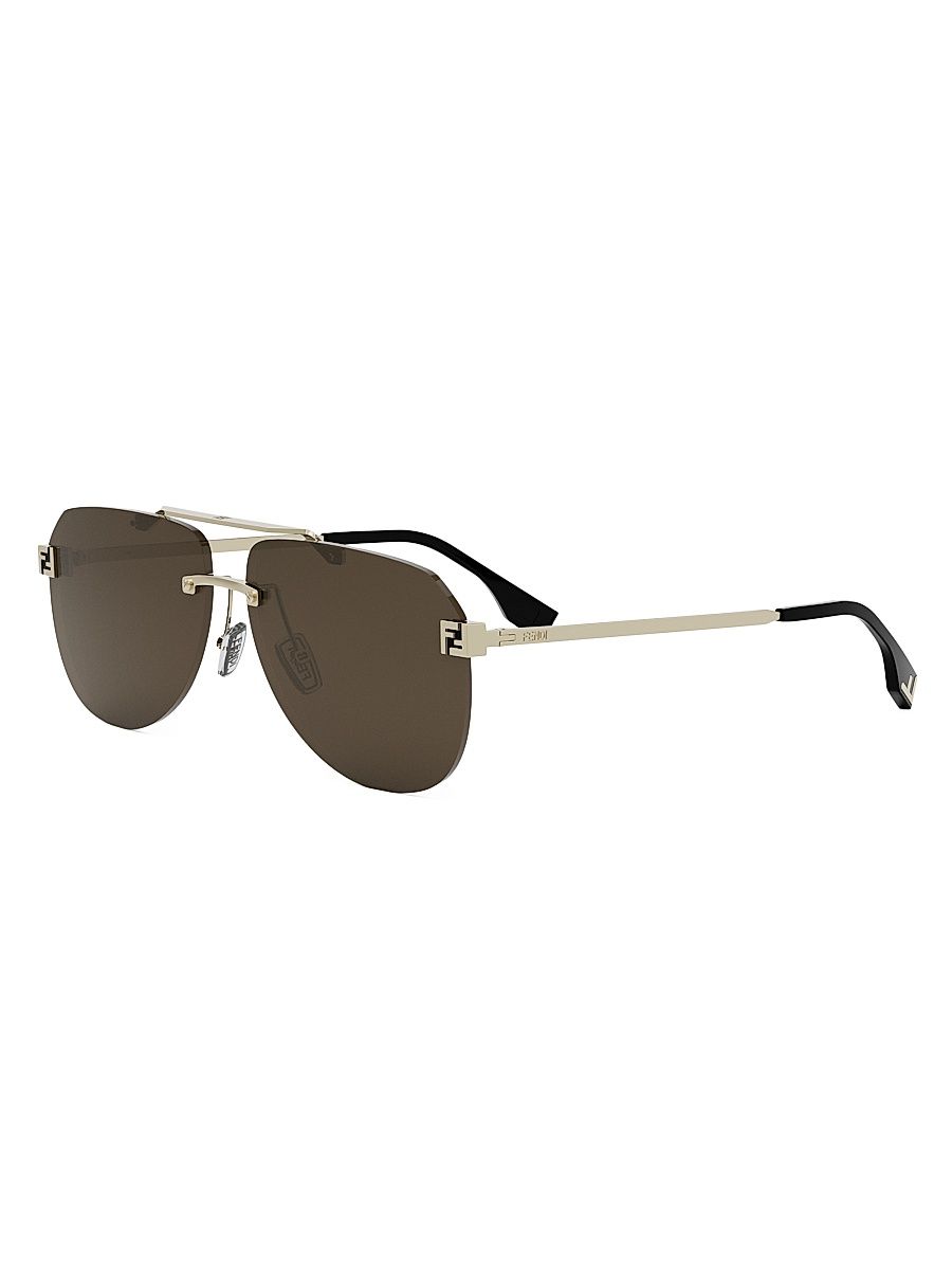 Women's Fendi Sky 61MM Pilot Sunglasses - Gold Dark Brown