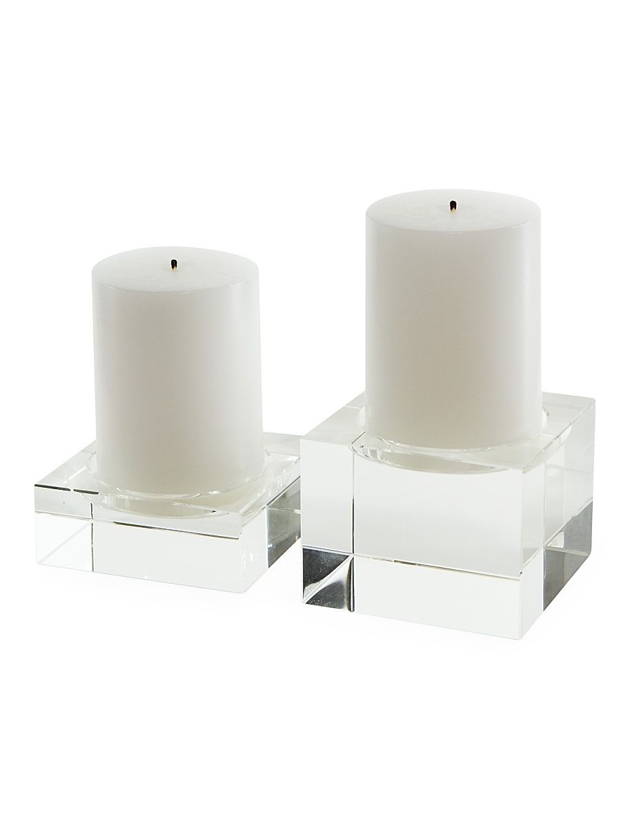 Crystal Pillar Candleholder - Clear - Size Medium