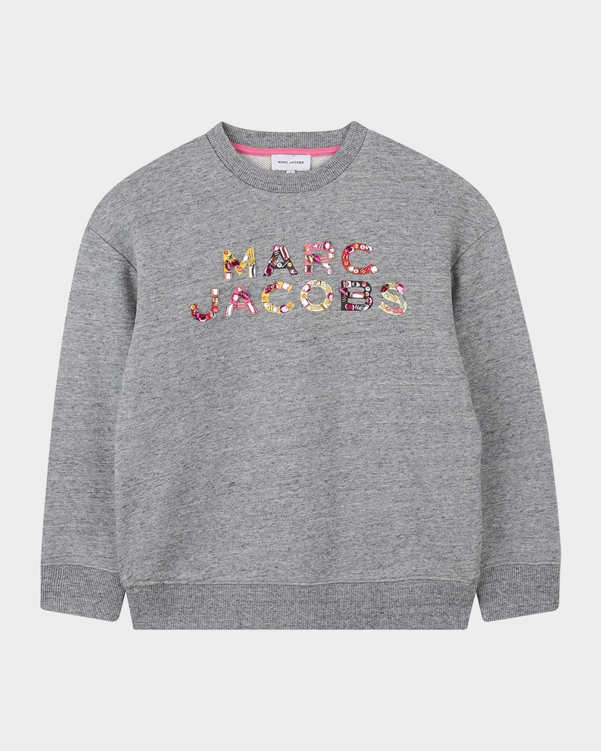 Girl & apos;s Jeweled Logo Sweatshirt, Size 8-14