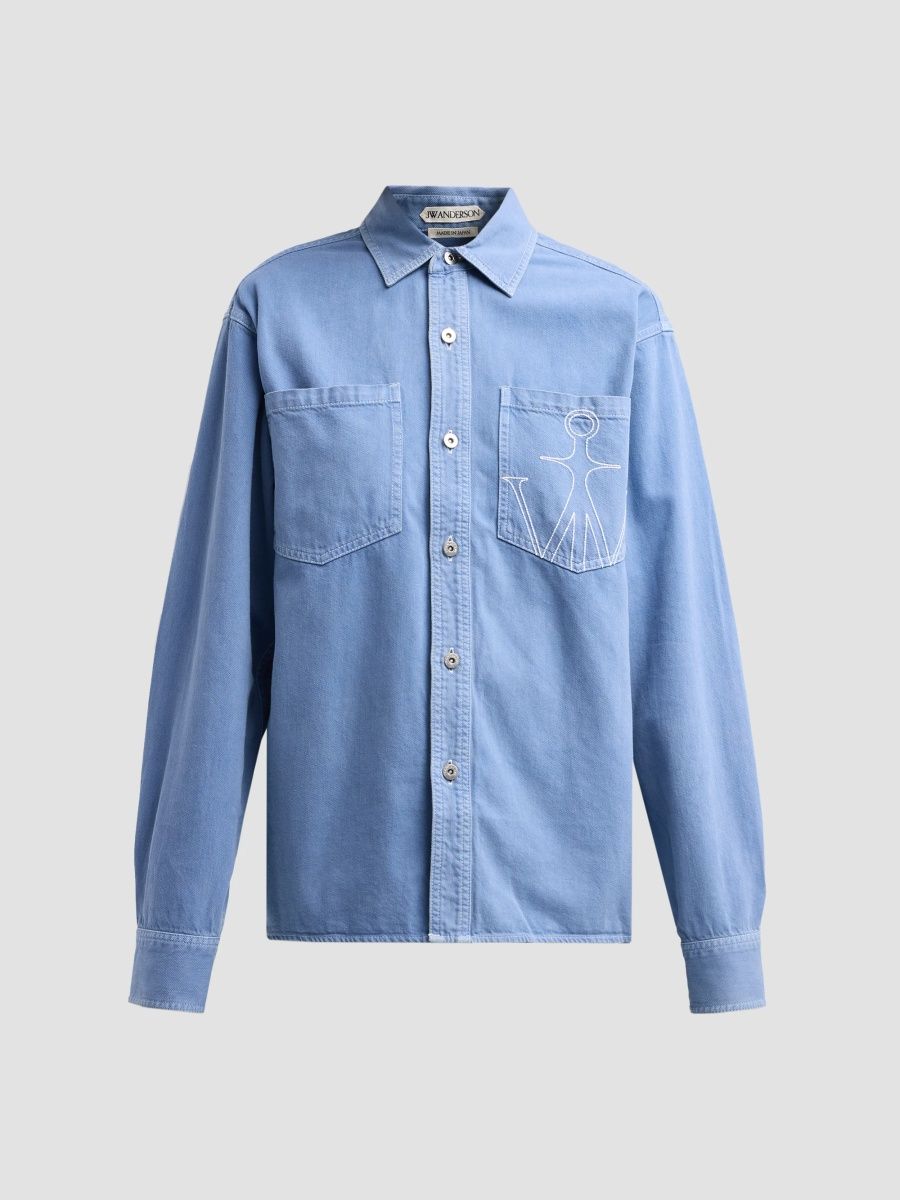 JW Anderson Women's Stitched Logo Denim Oversized Shirt - French Blue - Size XL