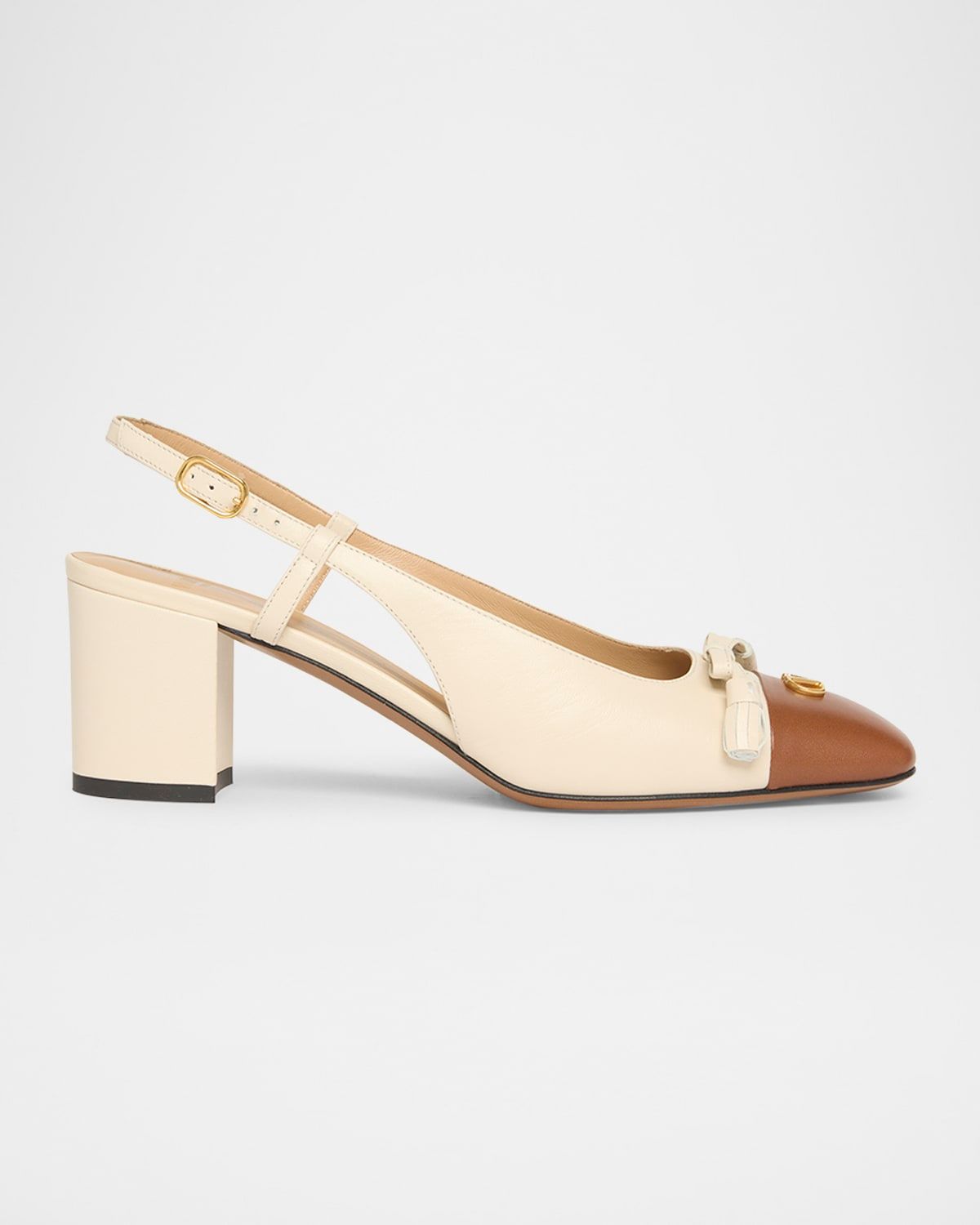 Valet Du Roi VLogo Leather Slingback Pumps