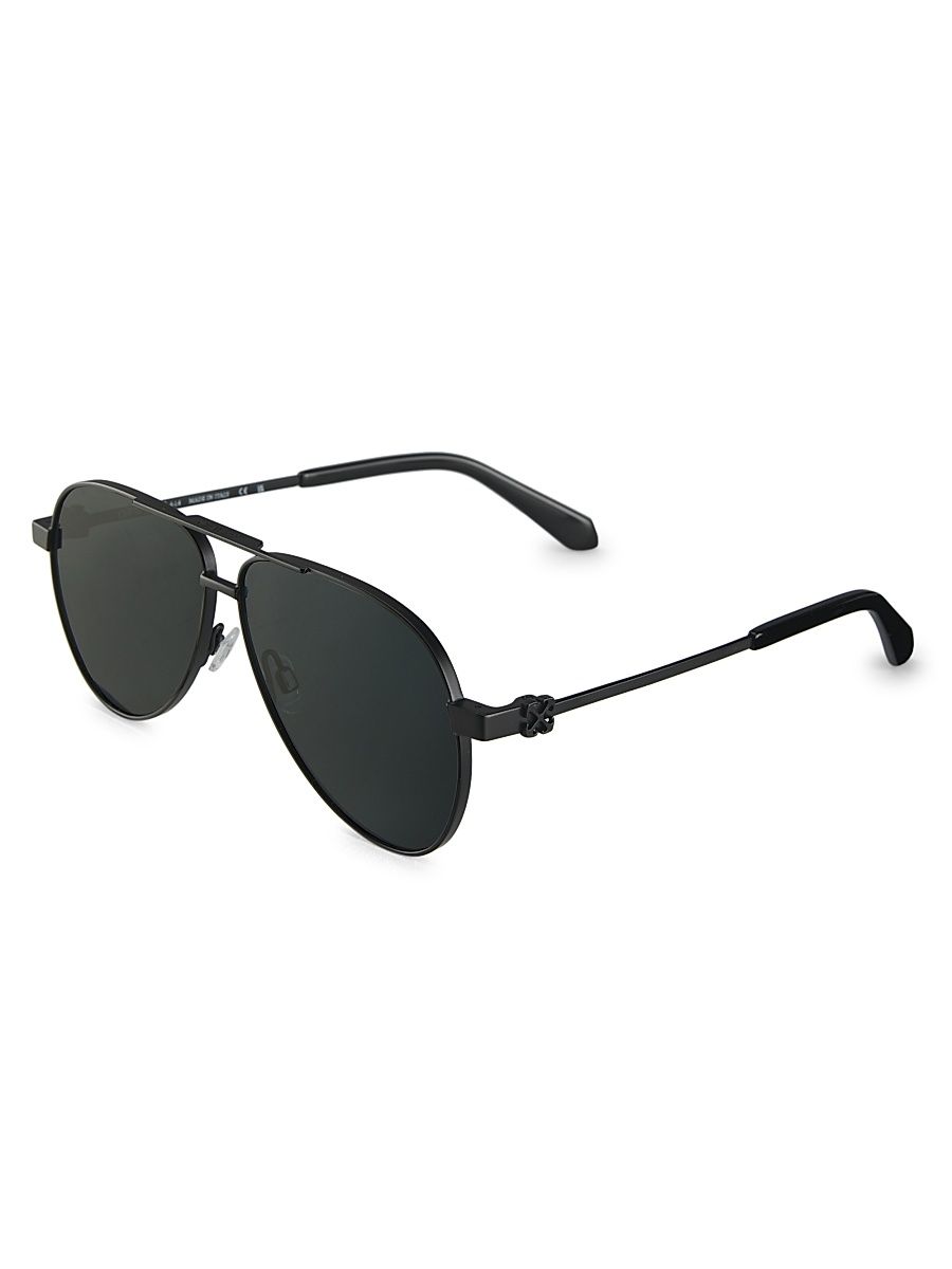 Men's Ruston 57MM Aviator Sunglasses - Black Dark Grey