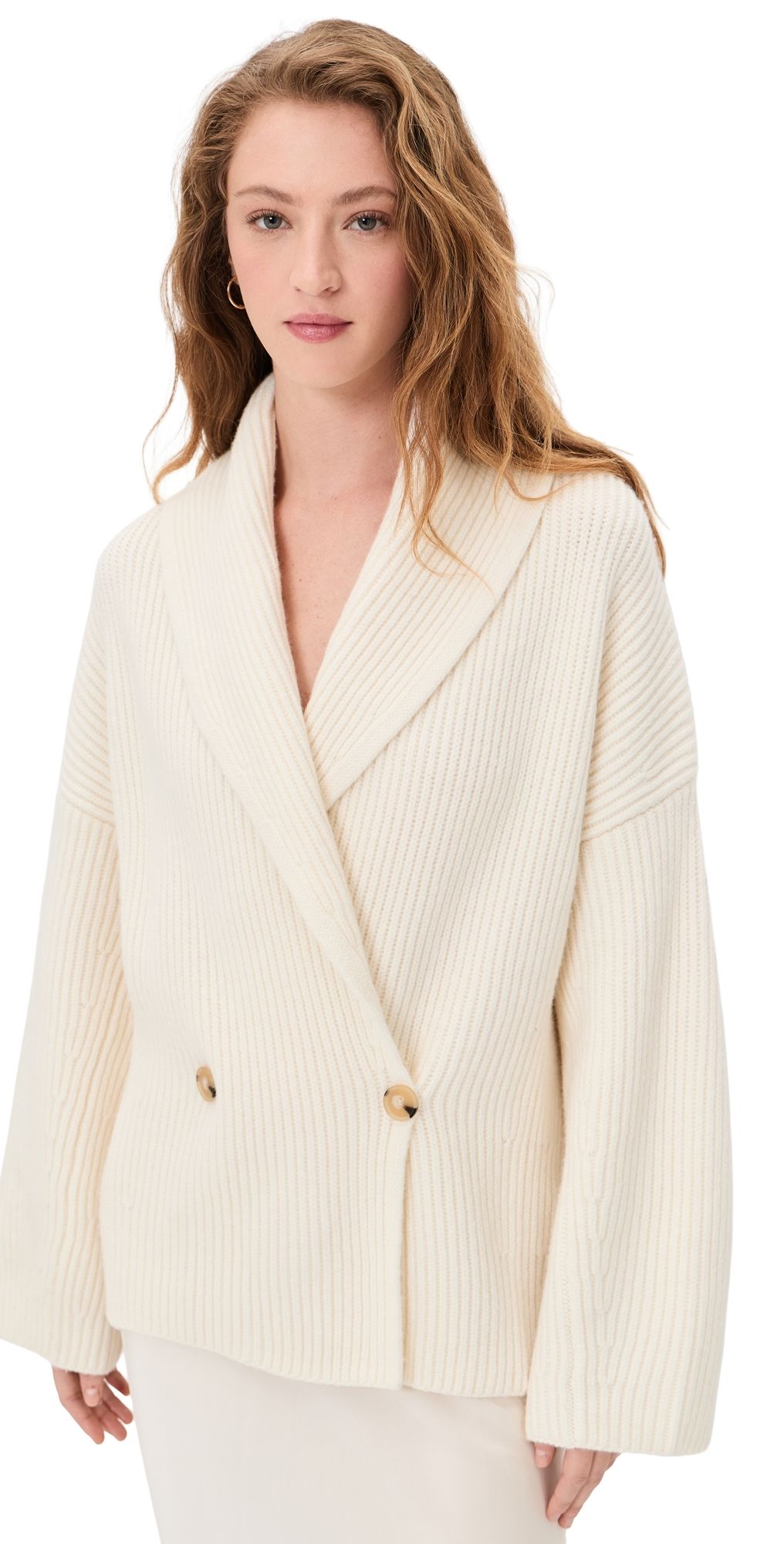 Vince Draped Sweater Coat Off White L
