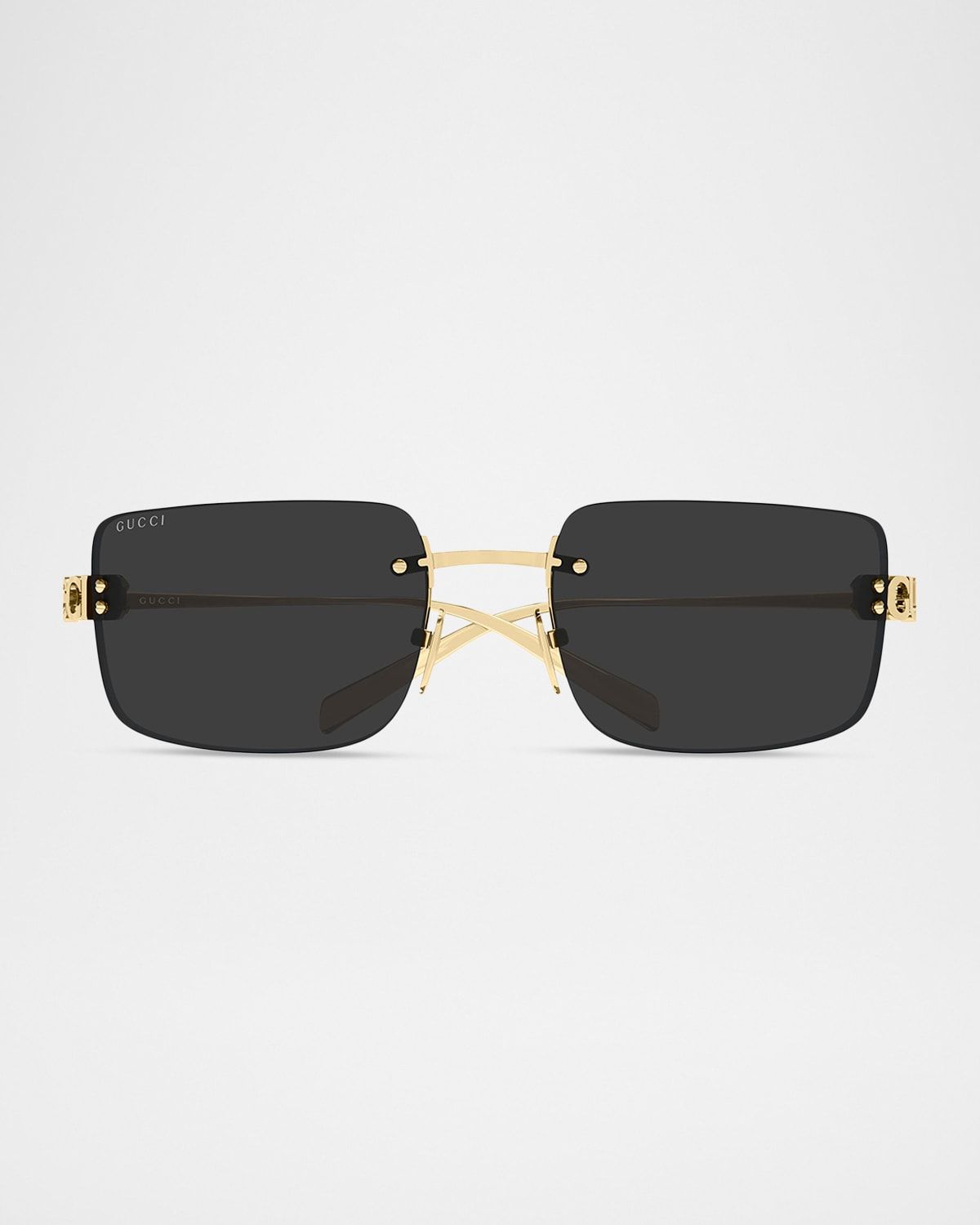 Logo 61mm Metal Rectangular Sunglasses