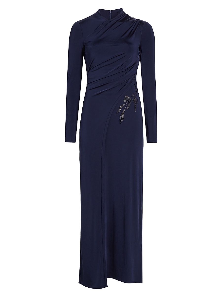 Women's Jersey Embellished Midi-Dress - Navy - Size 8