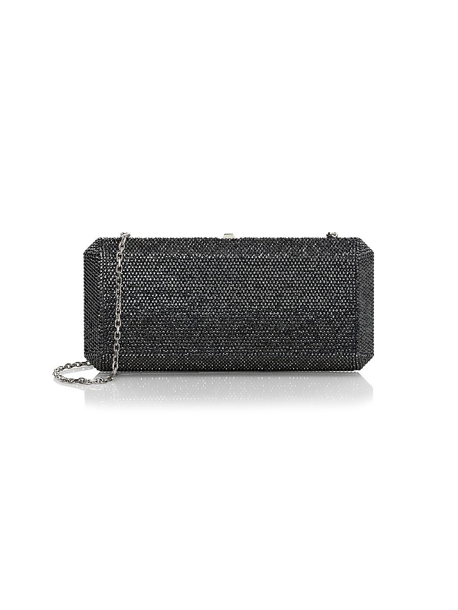 Women's Slim Rectangle Crystal Clutch - Hematite