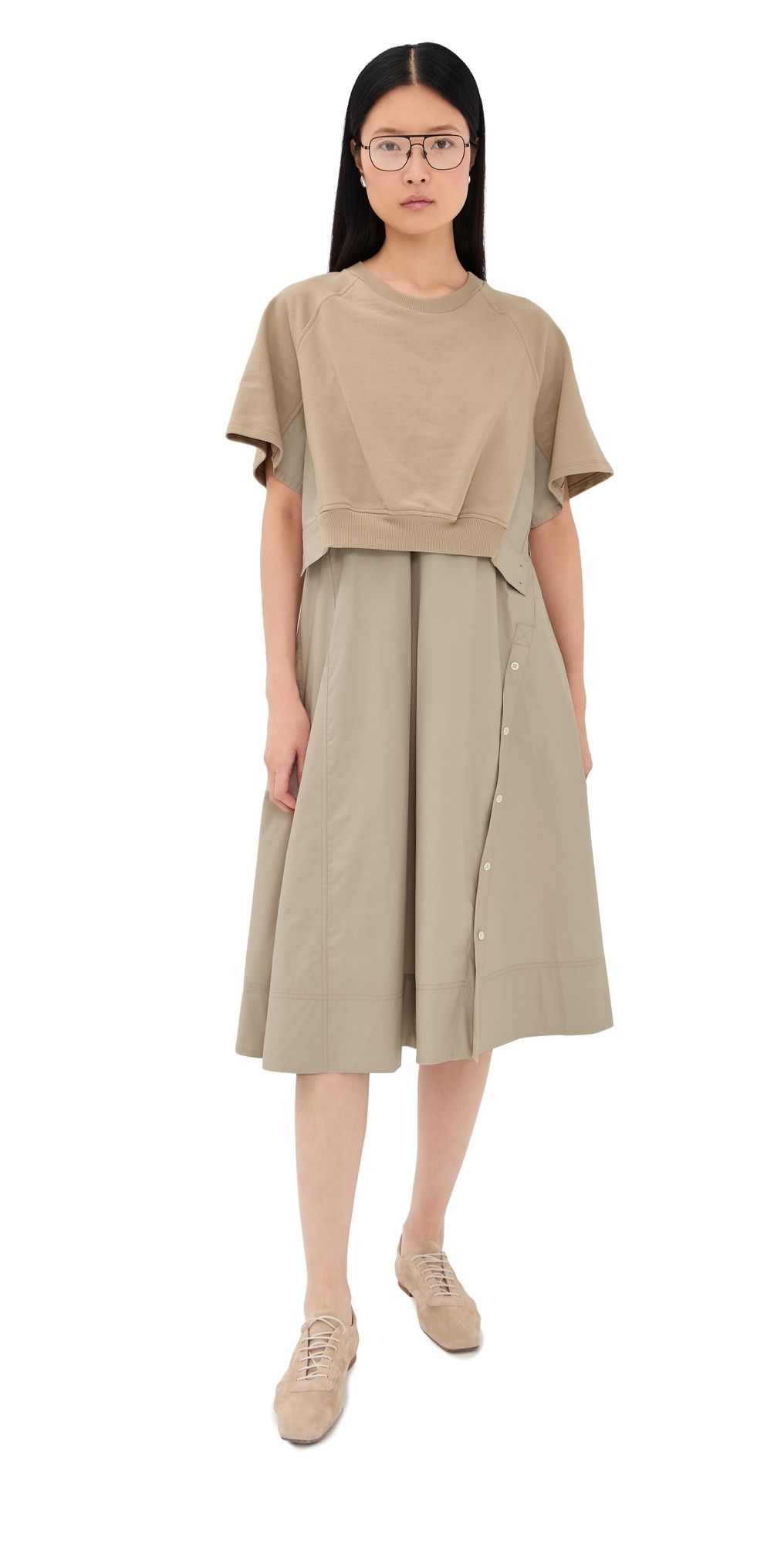 3.1 Phillip Lim French Terry Combo Dress Concrete M