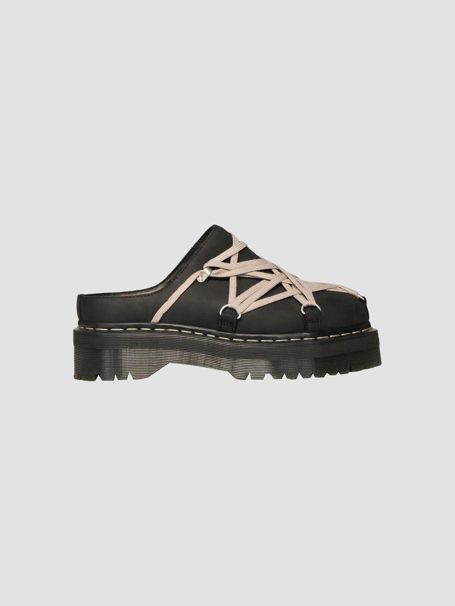 Rick Owens Men's Dr. Martens x Rick Owens Quad-Sole Megalace Mule - Black - Size 8