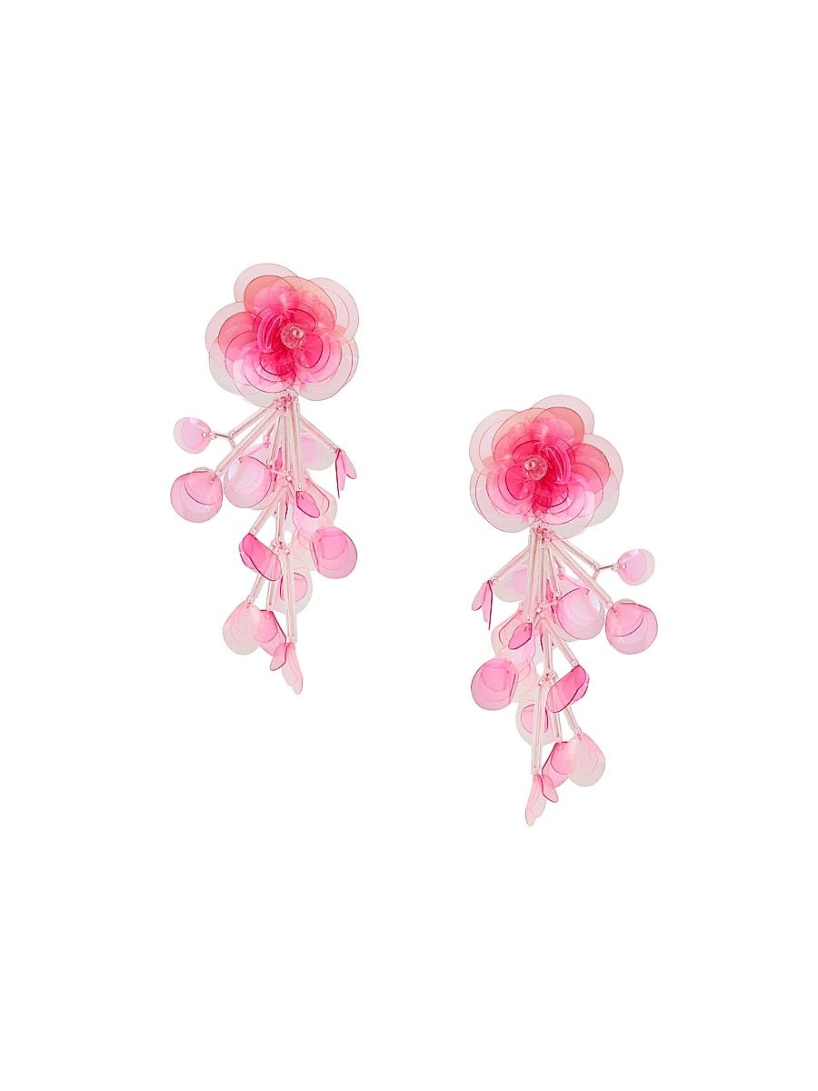 Women's Sequin Flower Triple Drop Earrings - Pink
