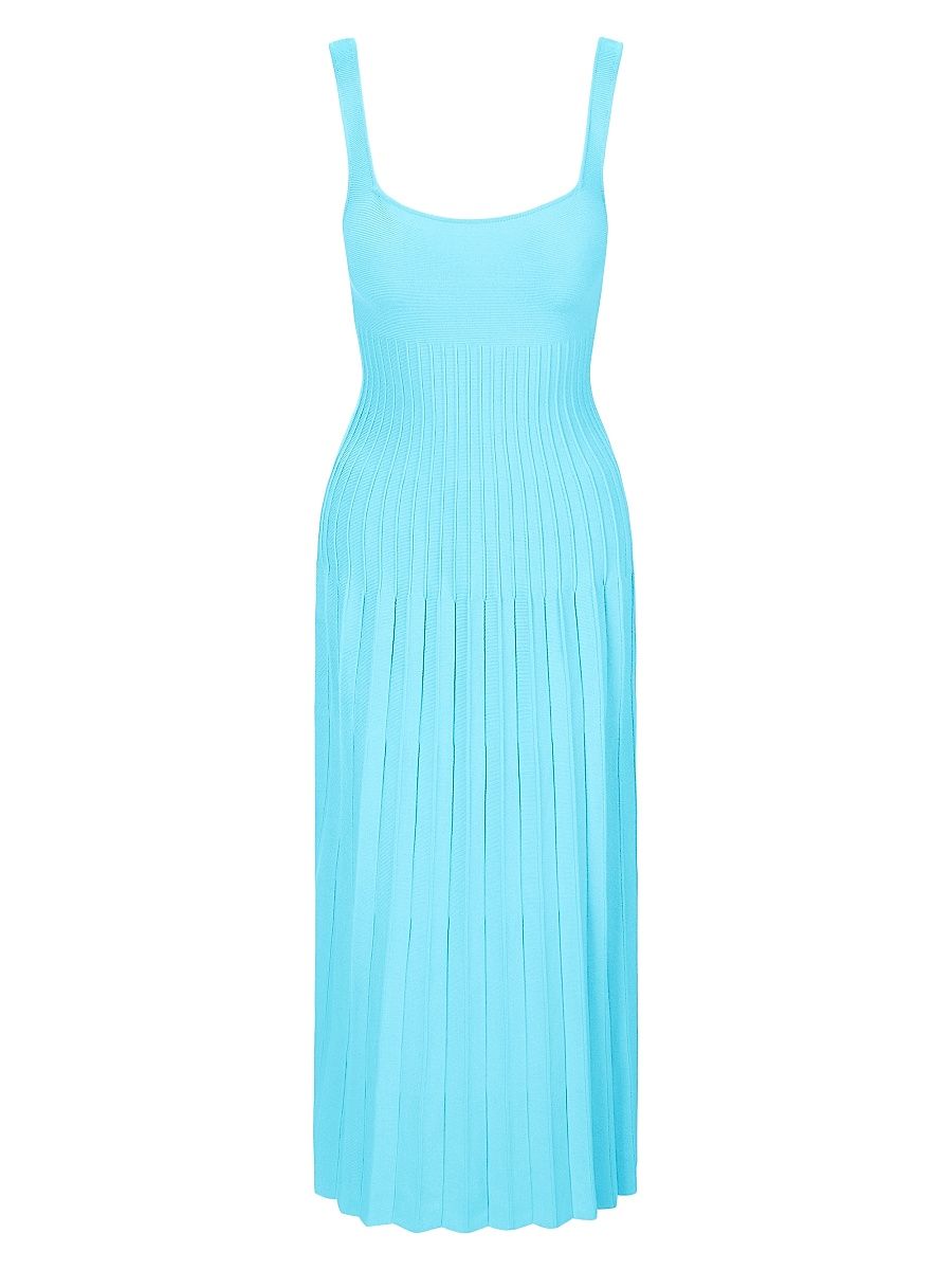 Women's Ellison Pleated Midi-Dress - Aqua - Size Large