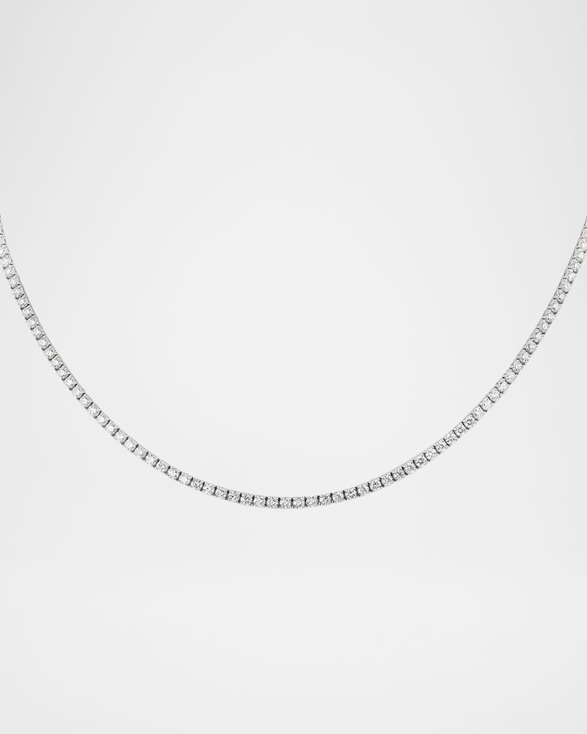 18K White Gold 4 Prong Straight Diamond Necklace