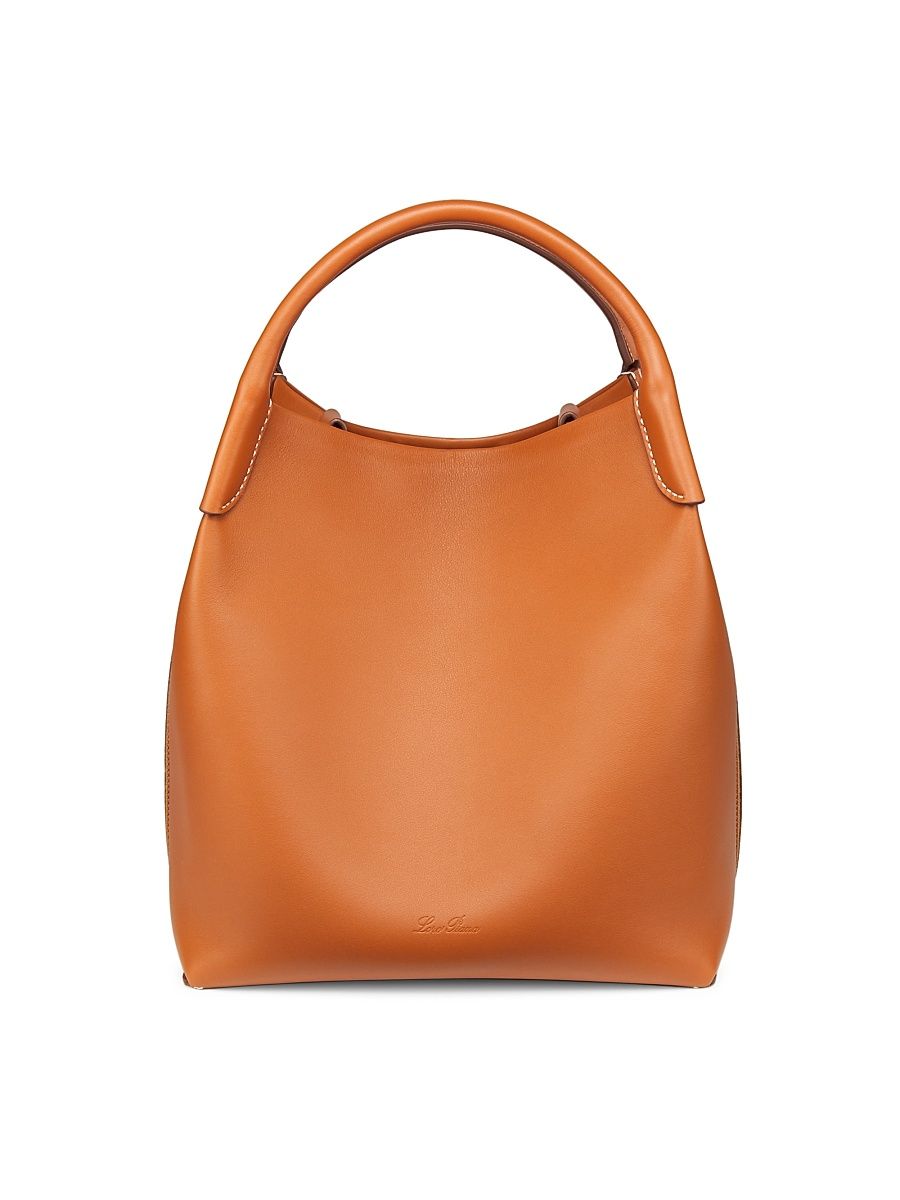 Women's Bale Large Rounded Leather Bag - Warm Tan