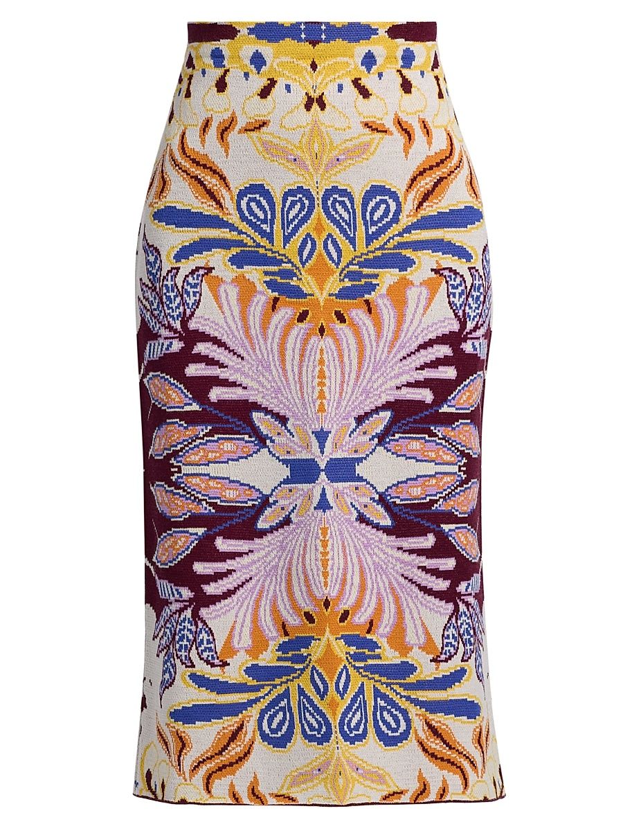 Women's Janis Damask Compact-Knit Midi-Skirt - Hydrofleur - Size Large