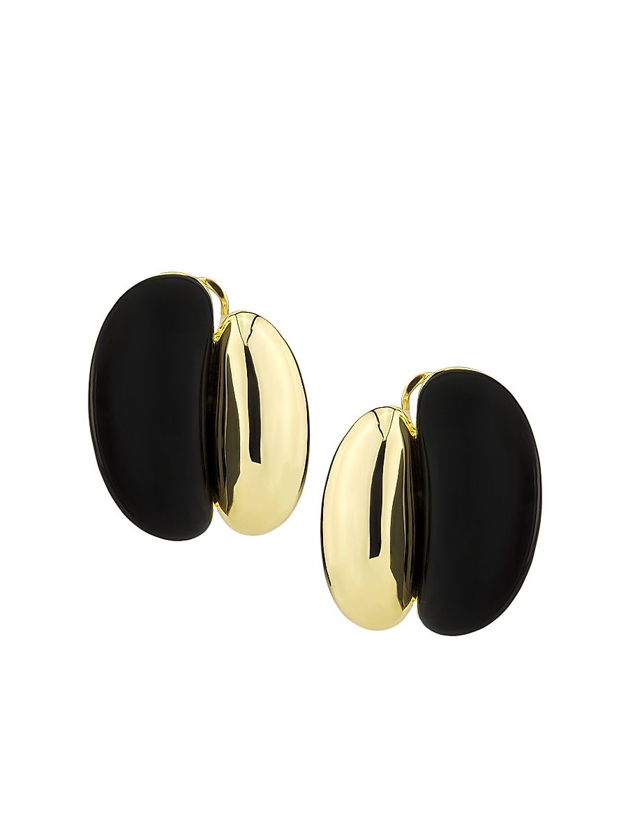 Women's Una 14K-Gold-Plated & Onyx Stud Earrings - Gold Black