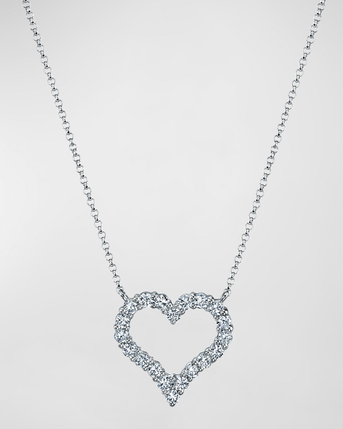 18K Gold Shared Prong Round Diamond Heart Pendant 16" Necklace, 1.30tcw