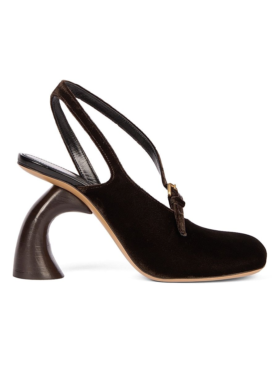 Women's Velvet Slingback Pumps - Dark Brown - Size 6