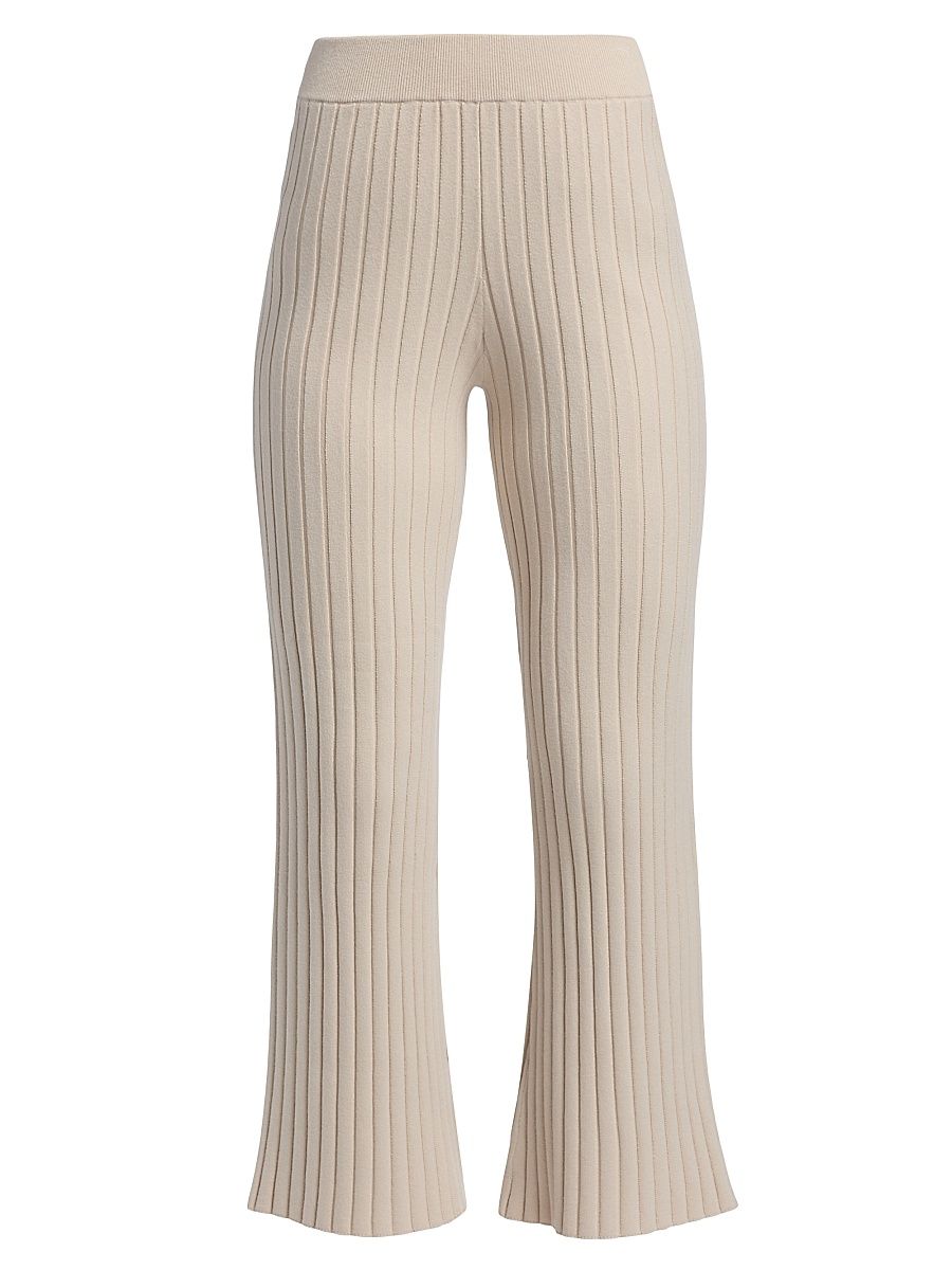 Women's Cottonsilk Ribbed Crop Pants - Calm Tan - Size Medium