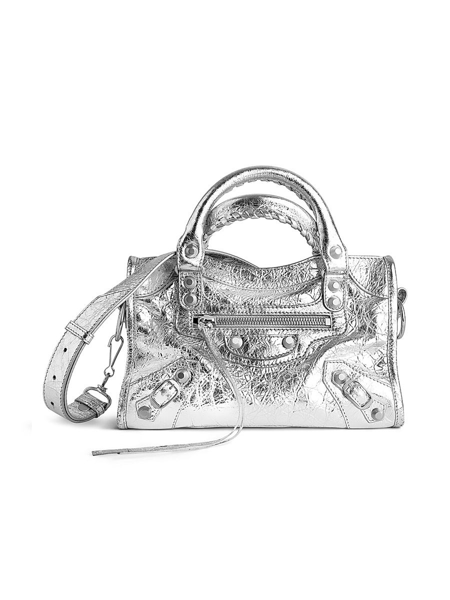 Women's Le City Metallized Mini Top Handle Bag - Silver