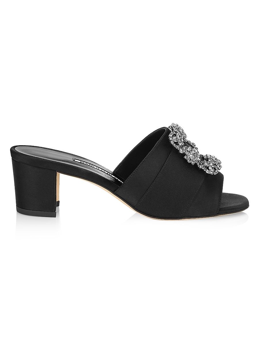 Women's Martanew 50MM Embellished Satin Mules - Black - Size 6