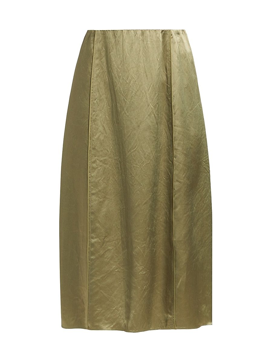 Women's Satin Paneled Midi-Skirt - Earthly - Size 4