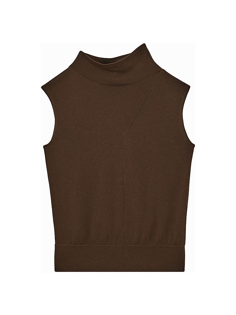 Women's Harper Mock Turtleneck Wool Top - Chocolate - Size XL