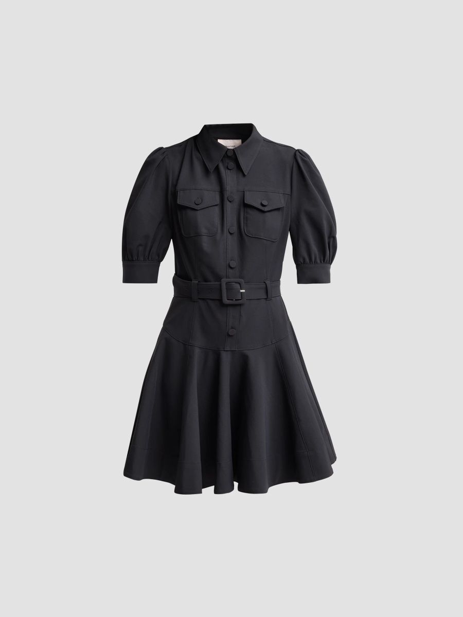 Women's Anisa Belted Mini Shirtdress - Black - Size 16