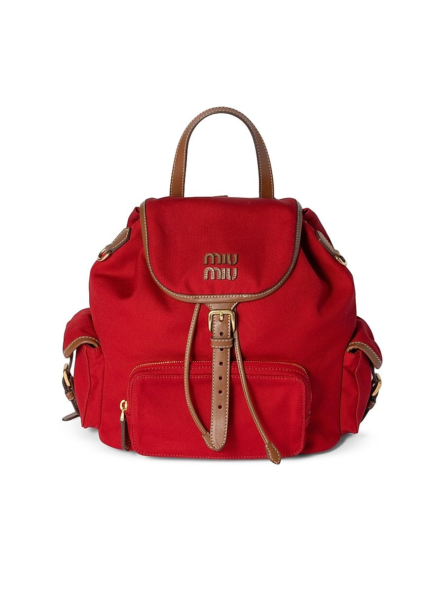 Women's Canvas and Leather Backpack - Brown