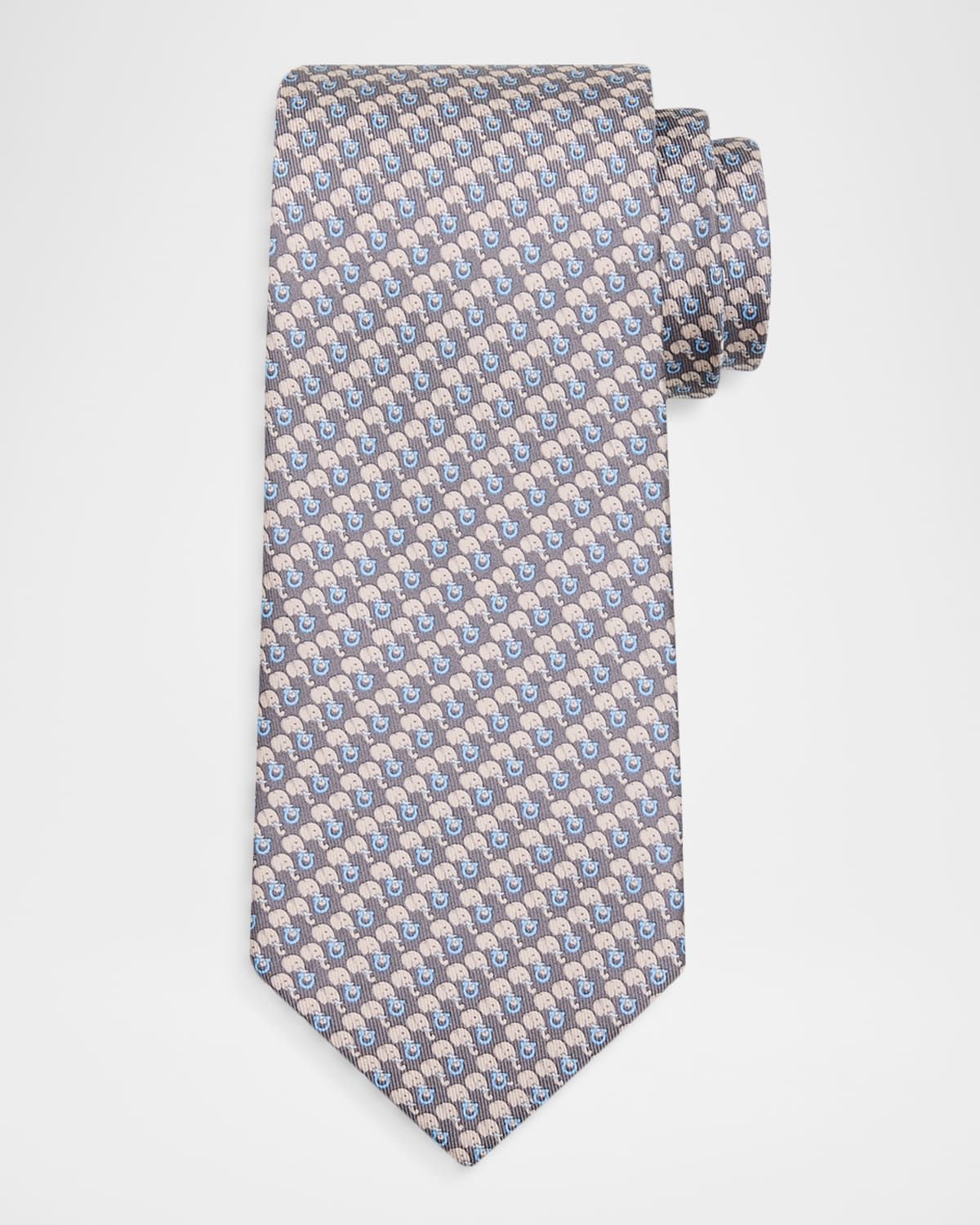 Men & apos;s Micro-Elephant and Gancio Jacquard Silk Tie