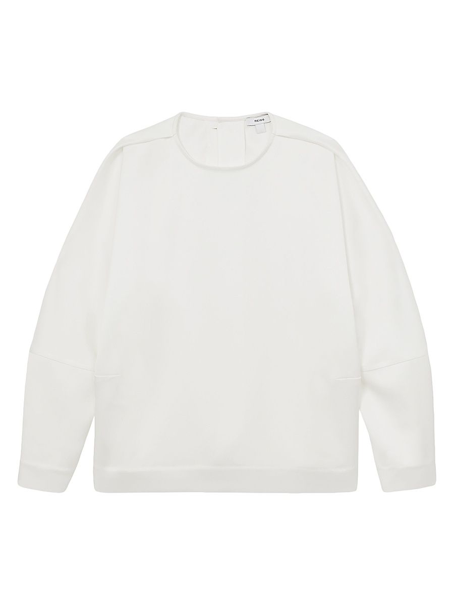 Women's Natalia Satin Button-Back Top - Ivory - Size 12