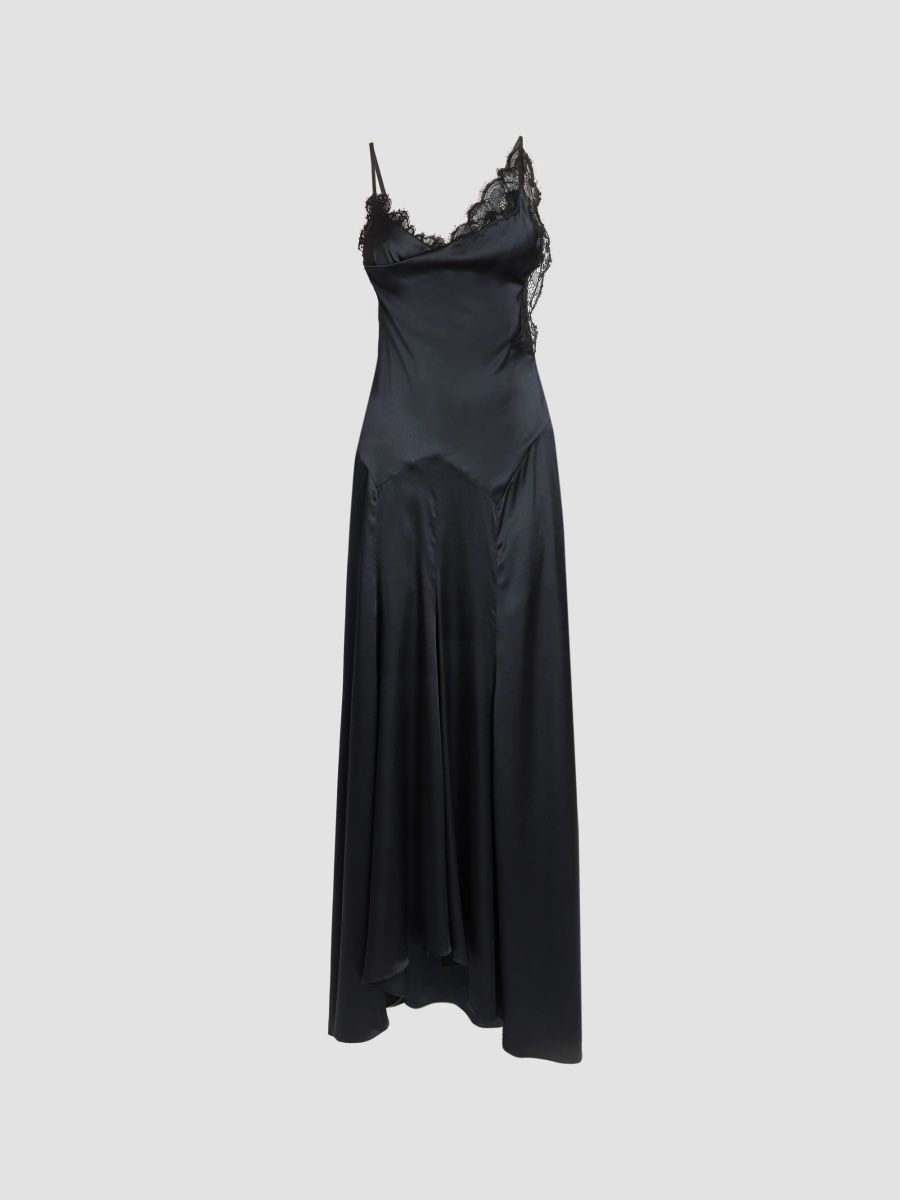 Isabel Marant Women's Aloise Lace Stretch-Silk Maxi Dress - Black - Size 10