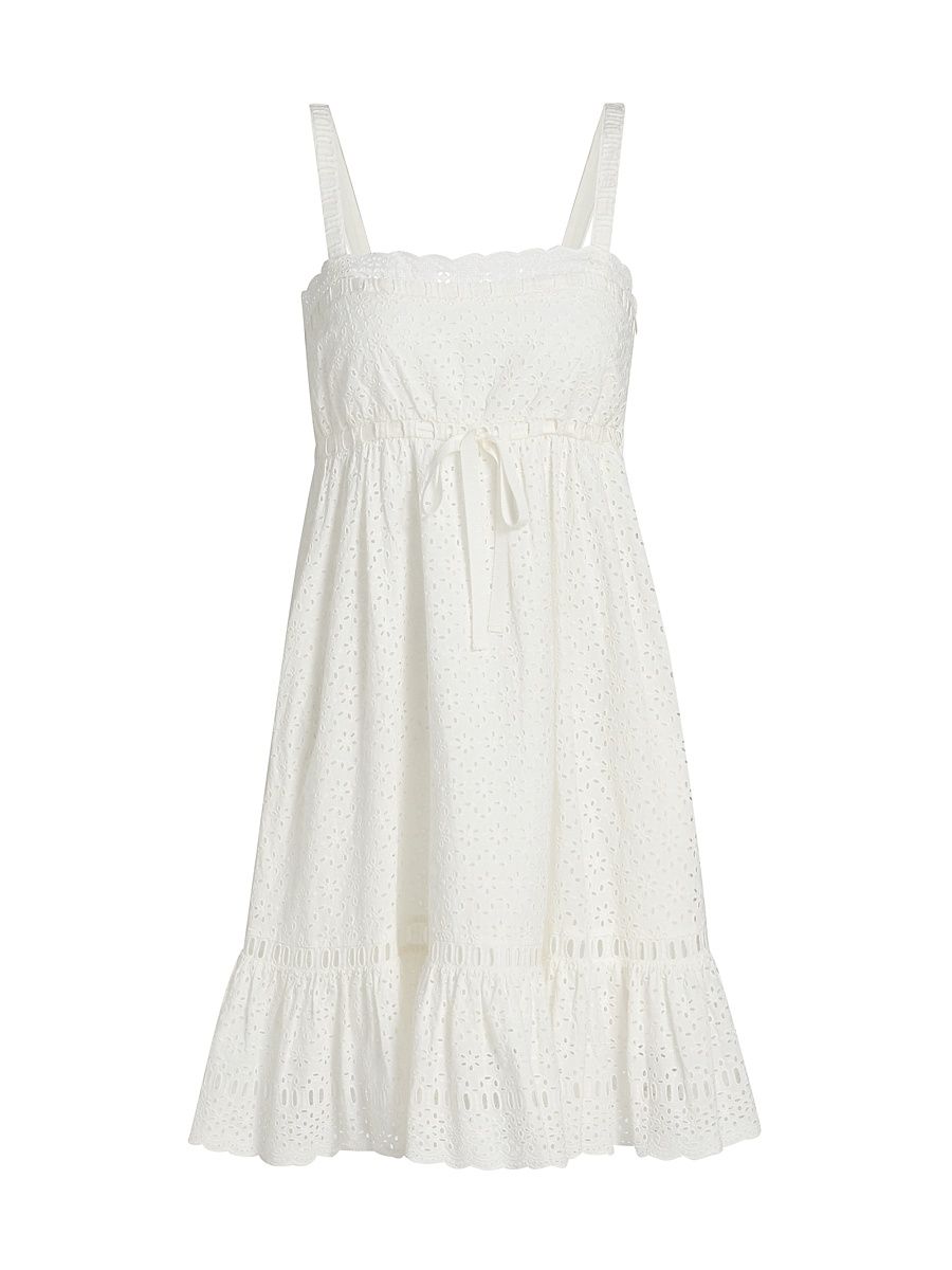 Women's Nerelle Eyelet Cotton Minidress - Pristine - Size 12