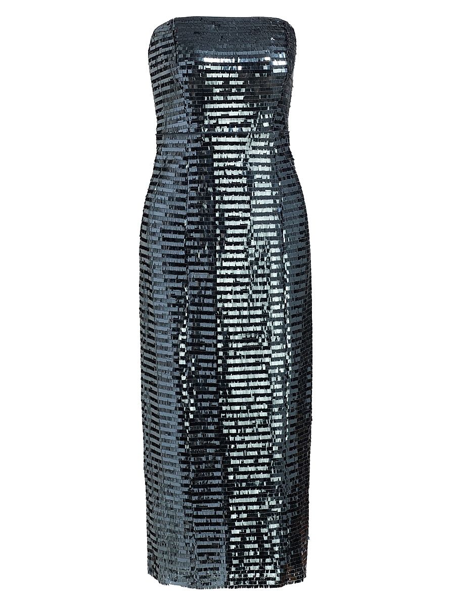 Women's Circe Sequined Strapless Midi-Dress - Coal - Size 8