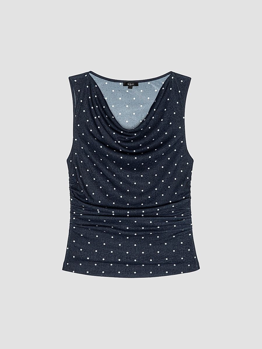Women's Fete Polka Dot Top - Navy Polka Dots - Size XS