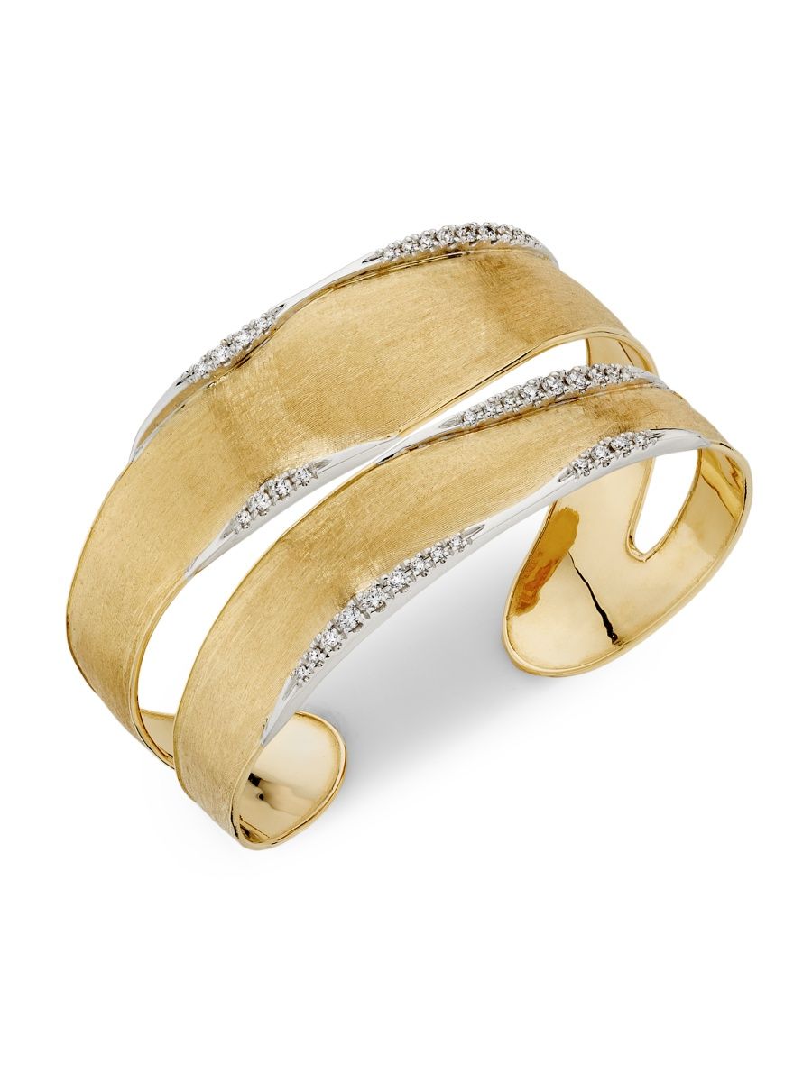 Marco Bicego Women's Lunaria Two-Tone 18K Gold & 0.63 TCW Diamond Split Cuff - Yellow Gold