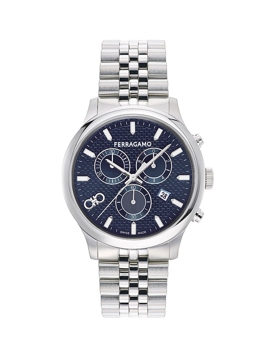 Men's Duo Chrono Stainless Steel Bracelet Watch/42MM - Silver Blue