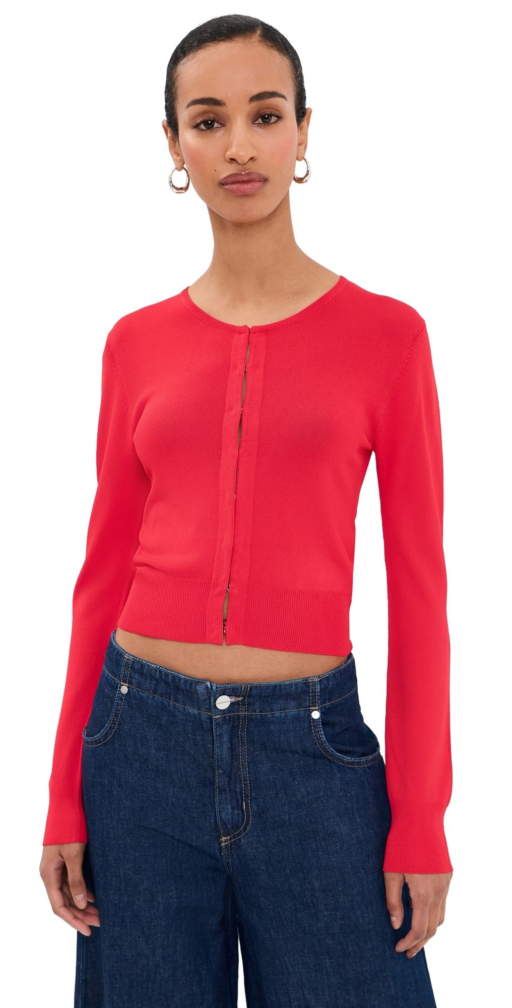 Brandon Maxwell The Ellery Viscose Shrunken Cardi Red M