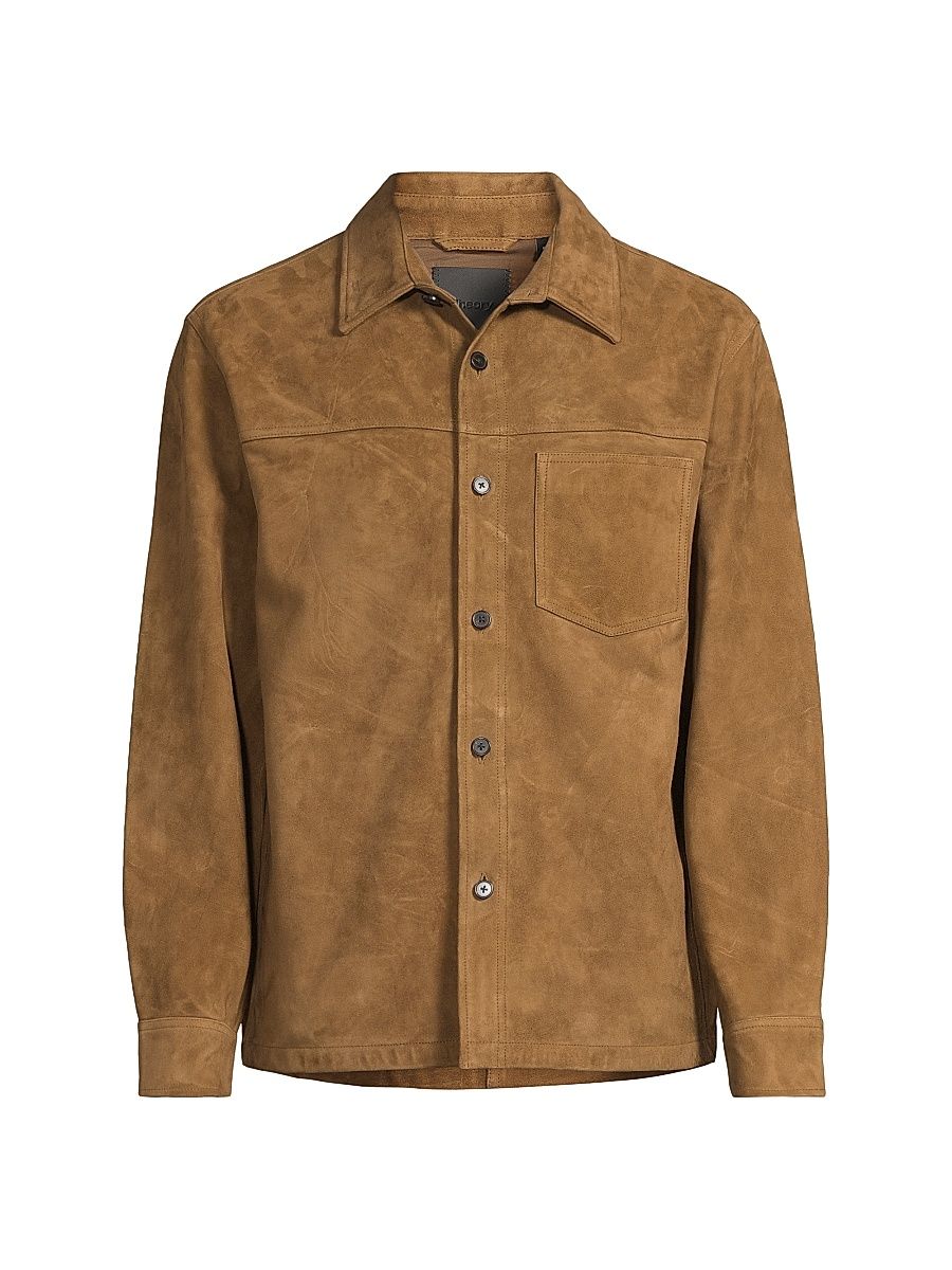 Men's River Reece Suede Shirt Jacket - Tobacco - Size XL