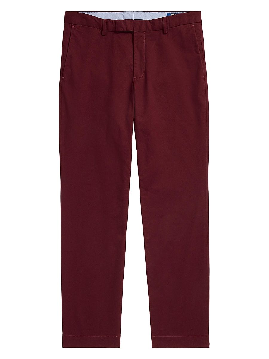 Men's Military Stretch-Cotton Mid-Rise Straight-Leg Pants - Rich Ruby - Size 40