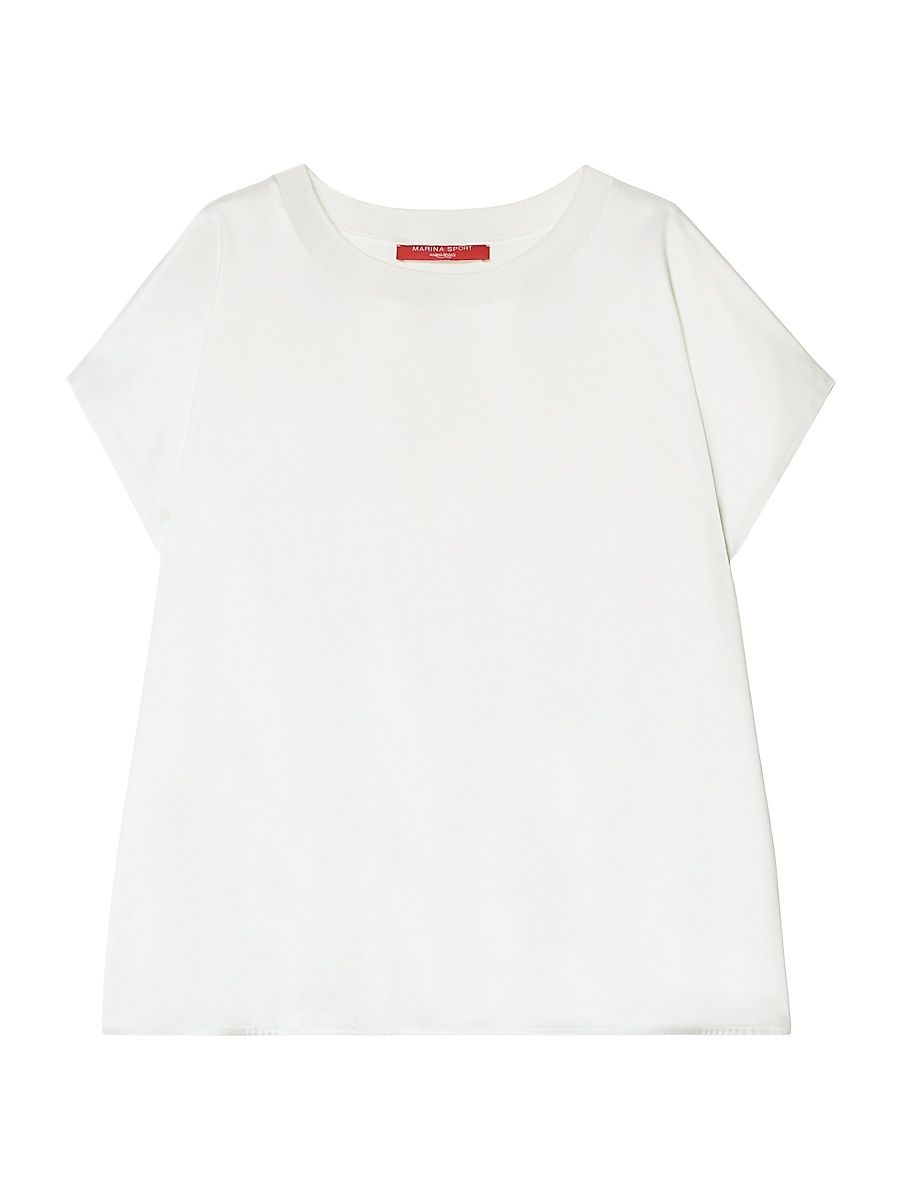 Women's Jersey and Satin T-Shirt - Ivory - Size XXL