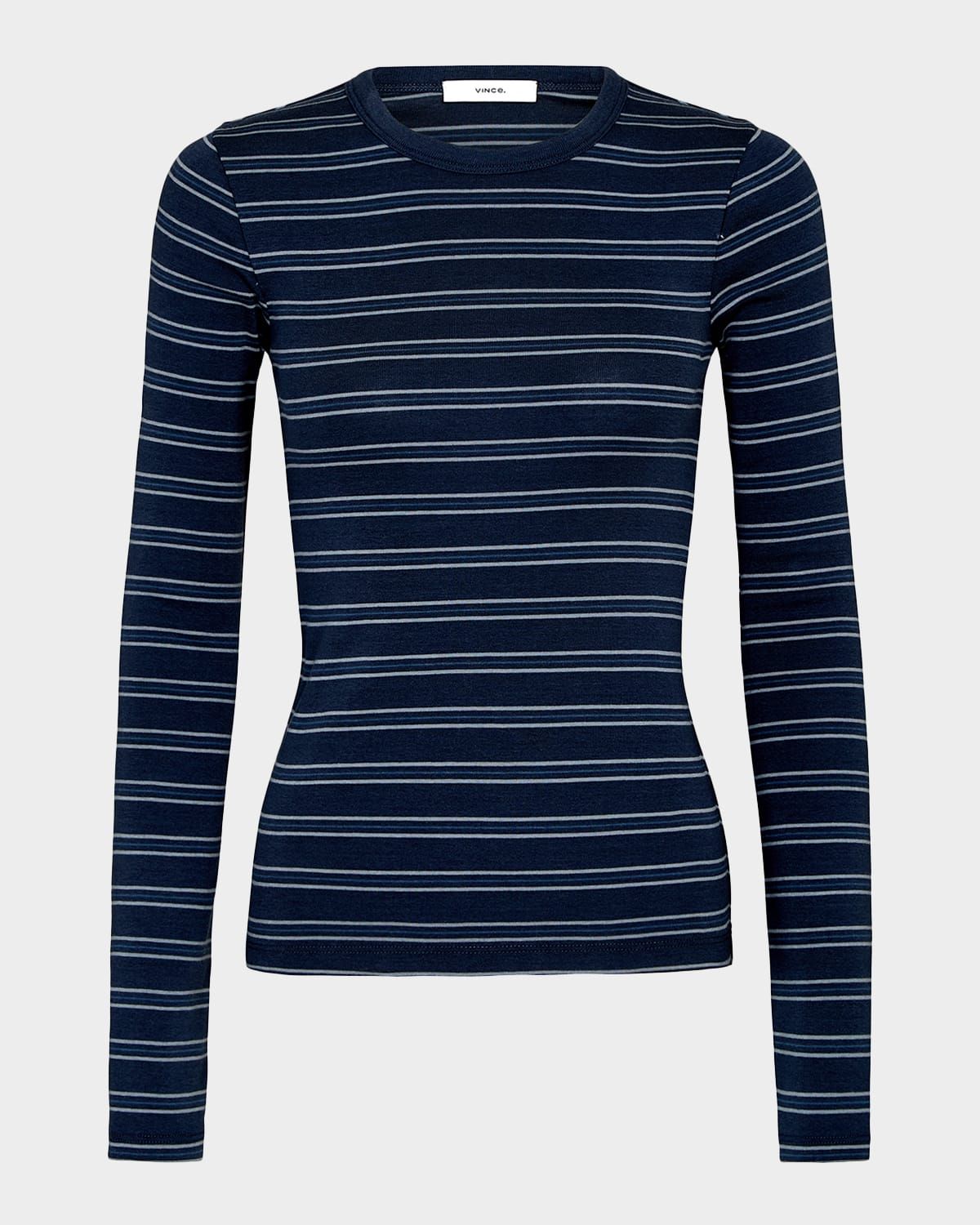 Striped Long-Sleeve Crewneck Tee