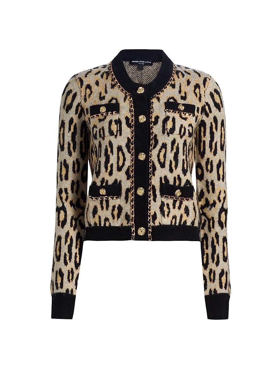 Women's Selma Leopard-Pattern Cardigan - Leopard - Size XL