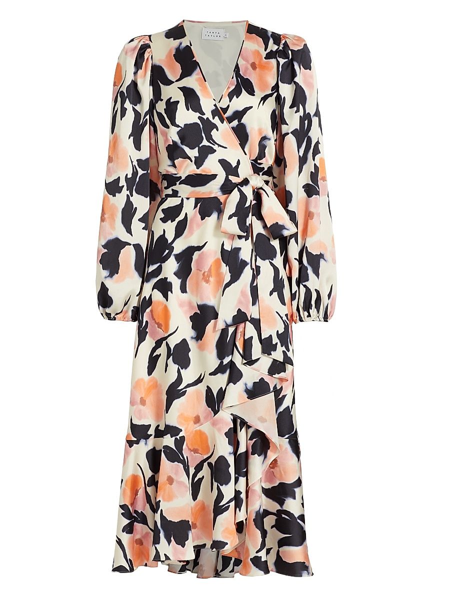 Women's Blaire Floral Wrap Dress - Off White Multi - Size 4