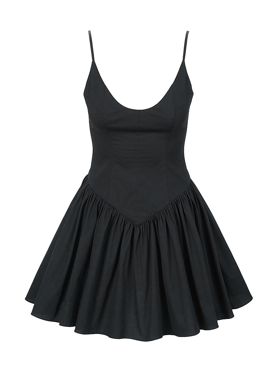 Women's Dena Stretch-Cotton Fit & Flare Minidress - Black - Size 14